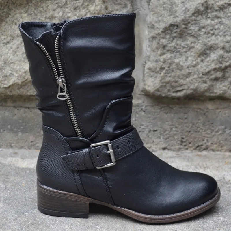 

2020 Fashion Women's Boots Winter Leather Quality Leather Long Comfortable Side Botines Mujer Thigh High Botas N Buck