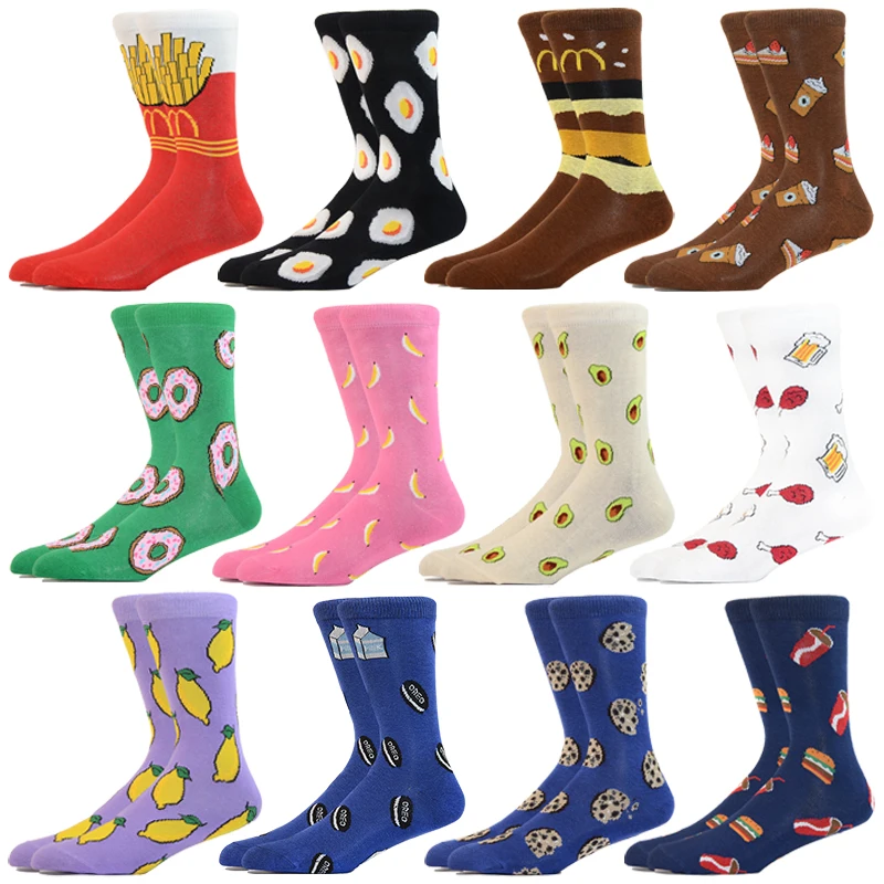 Мужские хлопковые Новые забавные носки с принтом милые красочные Мультяшные