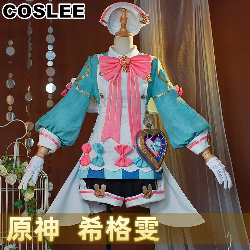COSLEE [XS-XXL] Genshin Impact Sigewinne костюм для косплея милое платье Униформа Хэллоуина