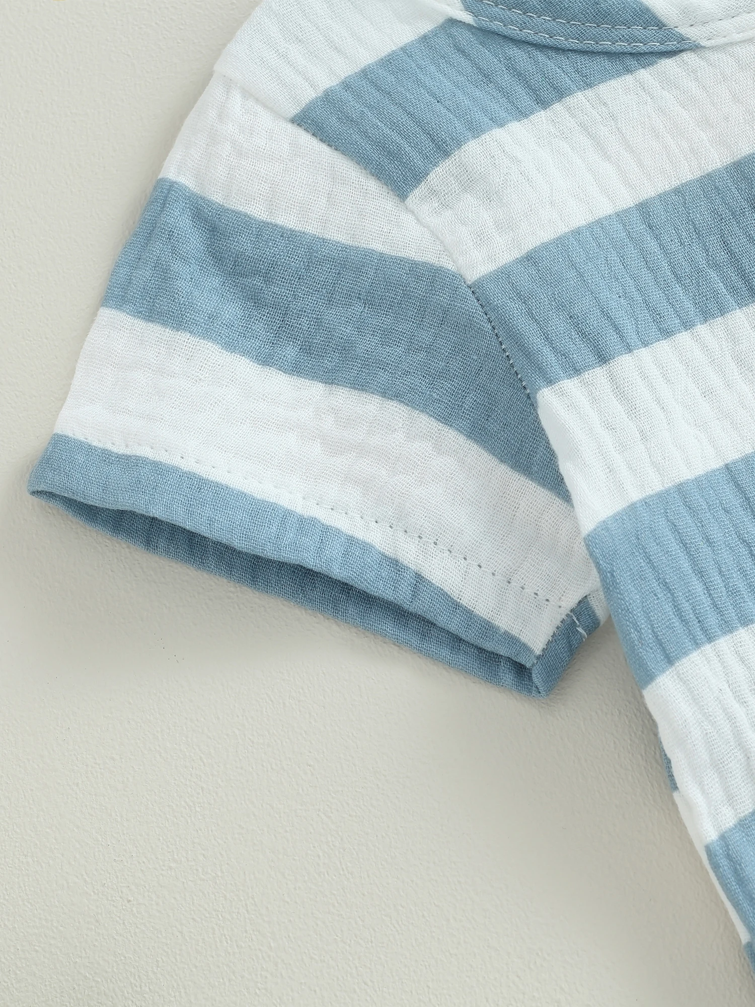 

KtwHarnu Toddler Baby Boy Summer Clothes Cotton Linen Stripe Short Sleeve T-Shirt Elastic Waist Shorts Set 2Pcs Casual Outfit