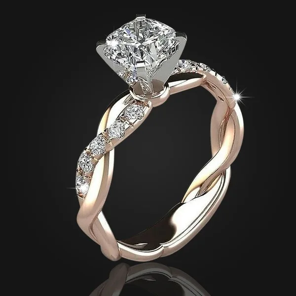 

Imported moissanite plated rose gold wrapped ring women's red 18K gold full diamond wedding proposal ring