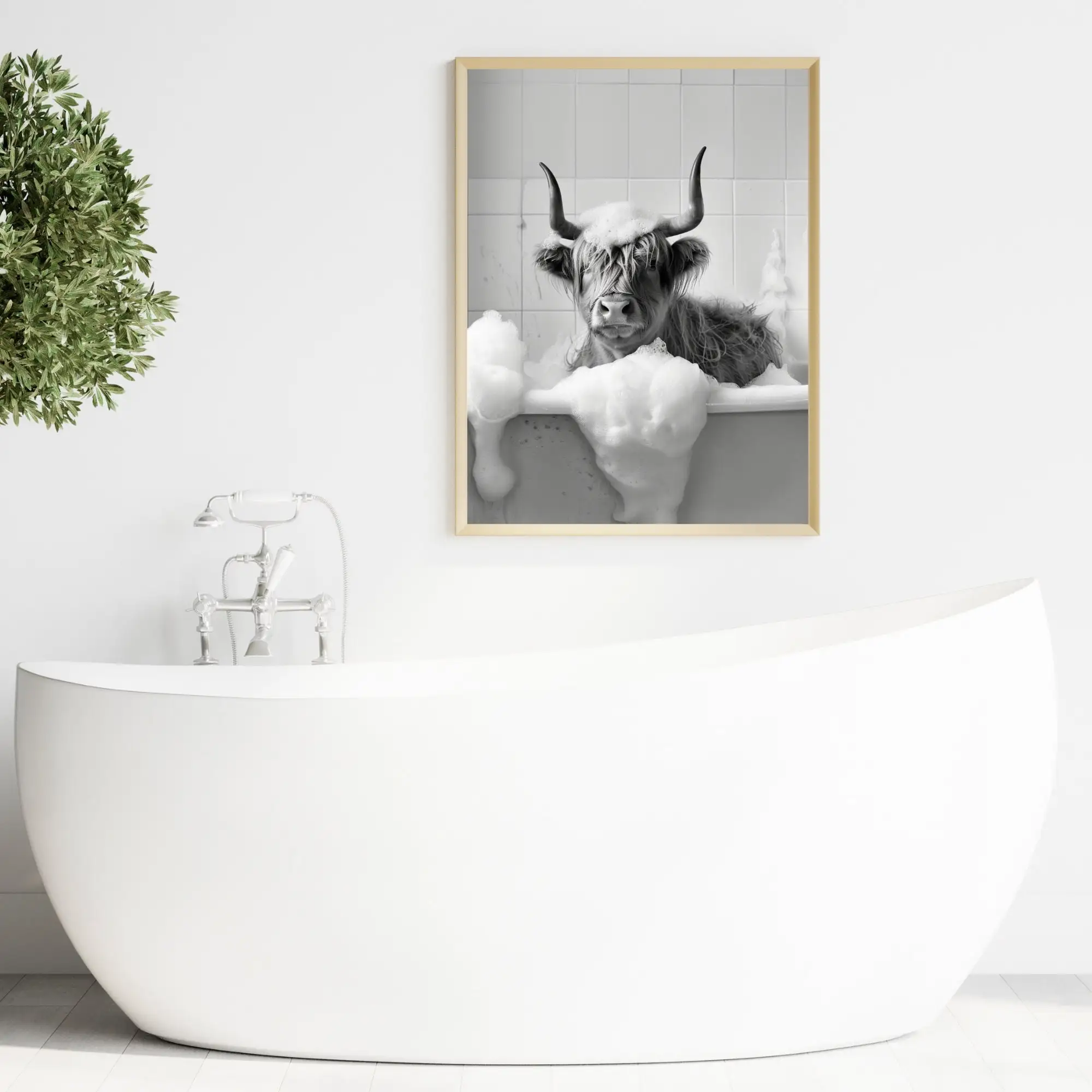 Забавное животное в ванне черно-белая обезьянка лошадь постеры и принты печать