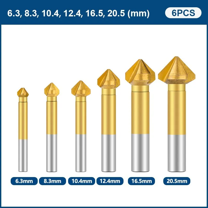 CMCP 3 Флейта зенкер дрель 90 градусов фаски резаки 6,3-20,5 мм для дерева металла Быстросменные сверла Триммер Инструменты