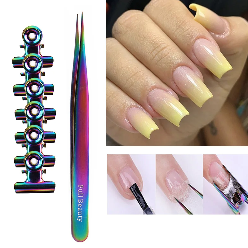 

6 шт., клипсы для наращивания ногтей, нержавеющая сталь