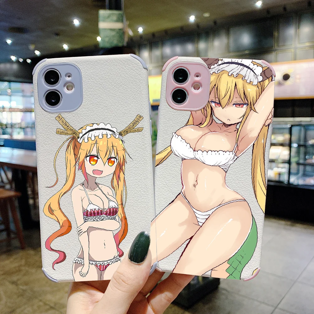 

Miss Kobayashi's Dragon Maid Tohru Phone Case Leather For iphone 11 12 13 Mini Plus X XS XR Pro Max black fashion shell luxury