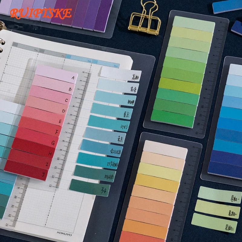 

RUIPTSKE 150 sheets Color Sticky Notes Memo Pad Self Adhesive Bookmark Tabs Markers Paper Index Office School Supplies BQ-803