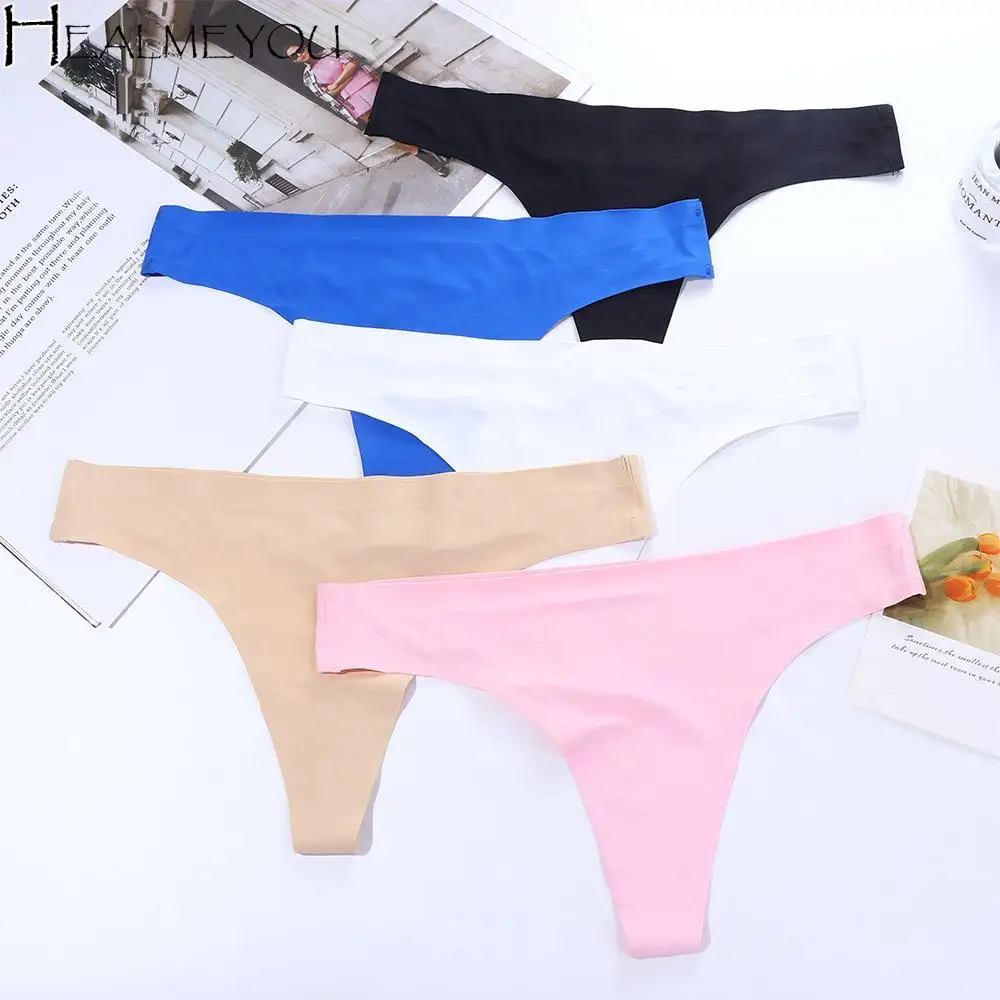 

Ladies Sexy Sports Panties Seamless Ice Silk Thong Low Waist Women Sports Style Comfortable Solid Color Ladies Underwear