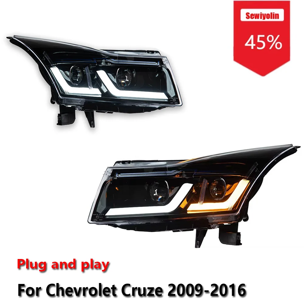 Фото Sewiyolin автомобильные светодиодные фары в сборе для Chevrolet Cruze 2009-2016 противотуманные фары DRL тормозной указатель поворота Plug and Play №1