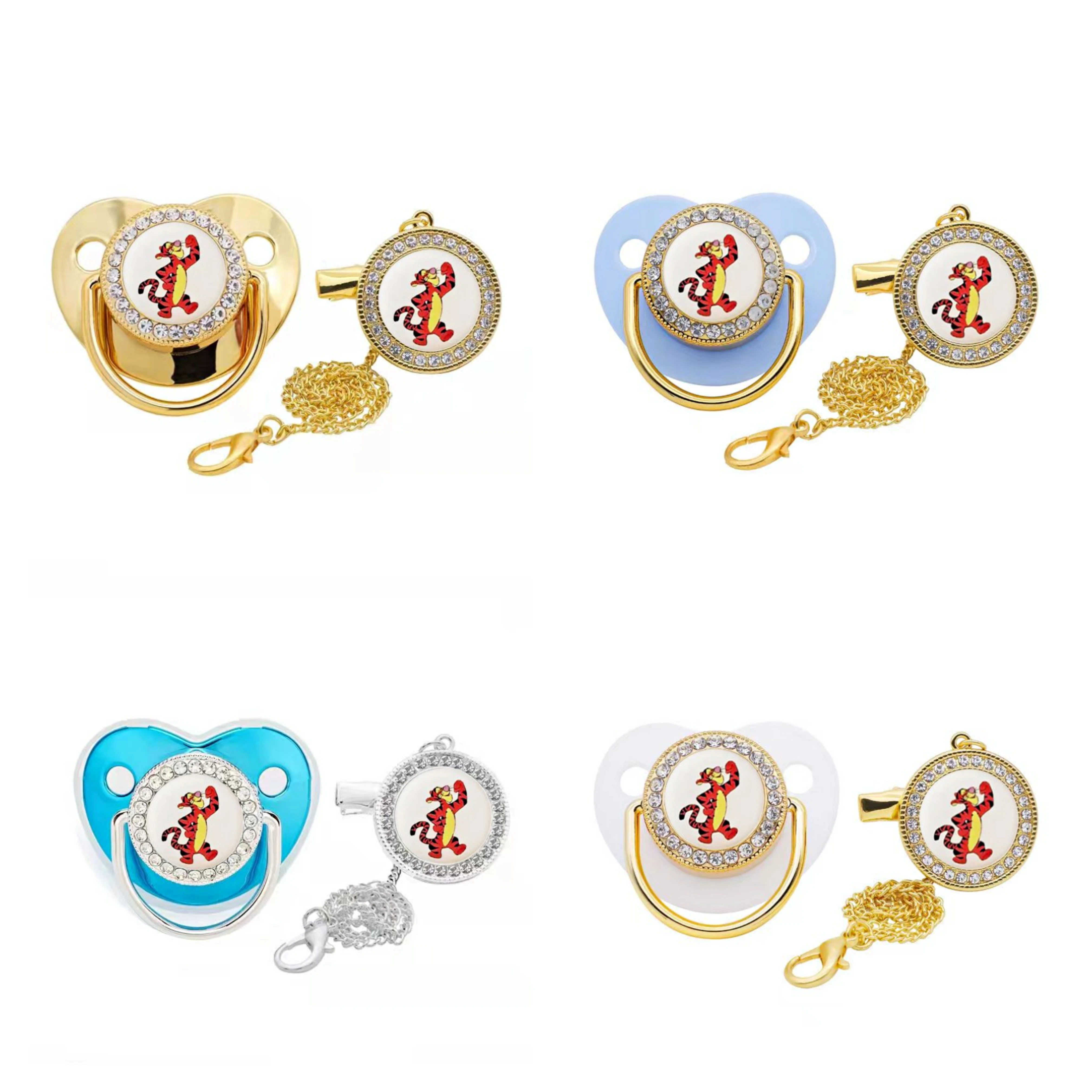 

[1 set] Tigger baby pacifier anti-expansion belly baby point drill to comfort the mouth silicone weaning artifact with the same
