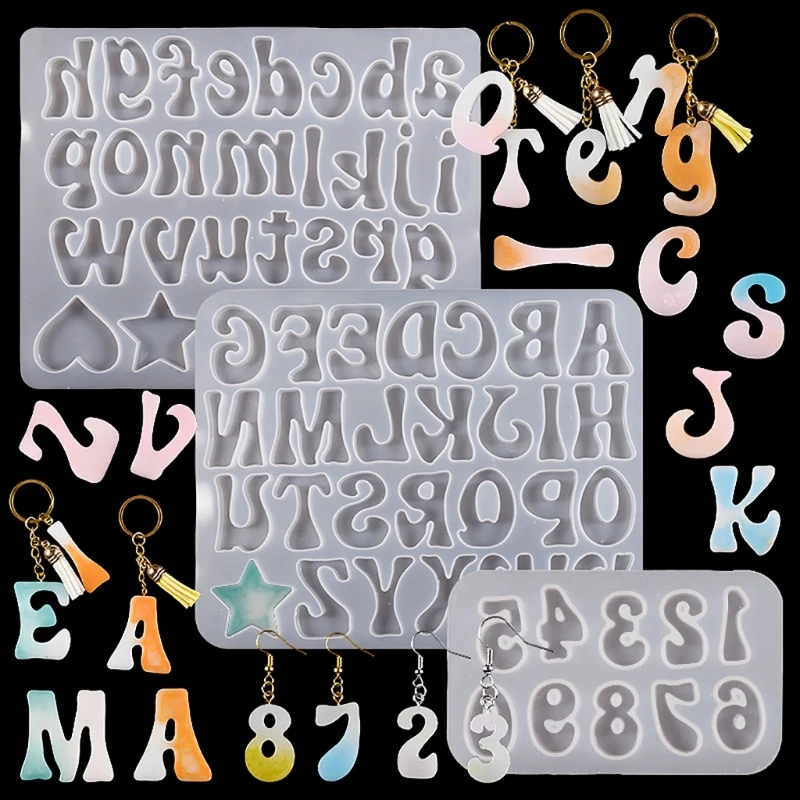 

Number Pendant Alphabet Epoxy Resin Mould English Letter Silicone Mold Keychain Pendant for Birthday Home Decoration Dropship
