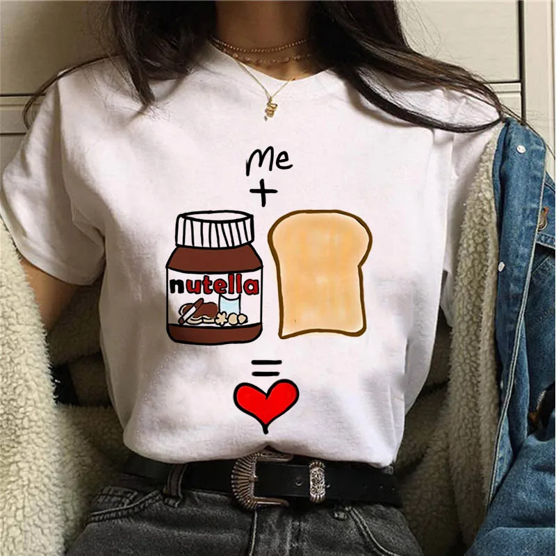 

Nutella Print T Shirt Women 90s peanut butter Harajuku Vouge T-shirt Graphic Cute Korean Style Top Tees Hipster T shirt