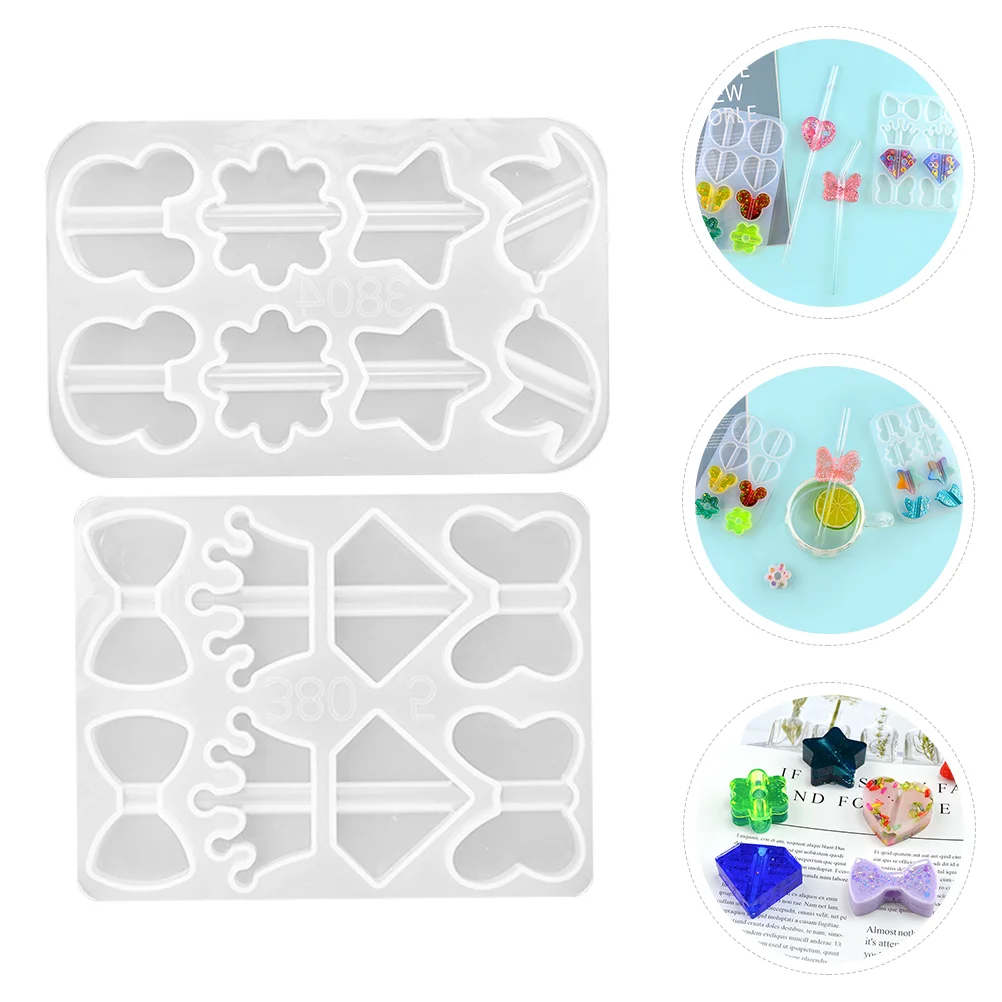 

2 шт. формы для смолы, соломы, силиконовые изделия из смолы, топперы из смолы, украшение из страз, приложение, фитинг для соломы, форма