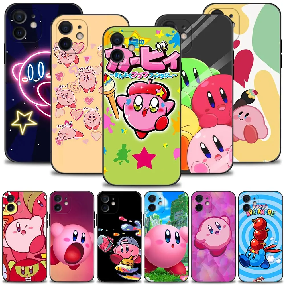 

Phone Case For Apple iPhone 14 11 13 12 Pro Max Mini 7 8 6 6S Plus 5 5S XS Max XR X SE2022 Black Silicone Cover Cute Game Kirby