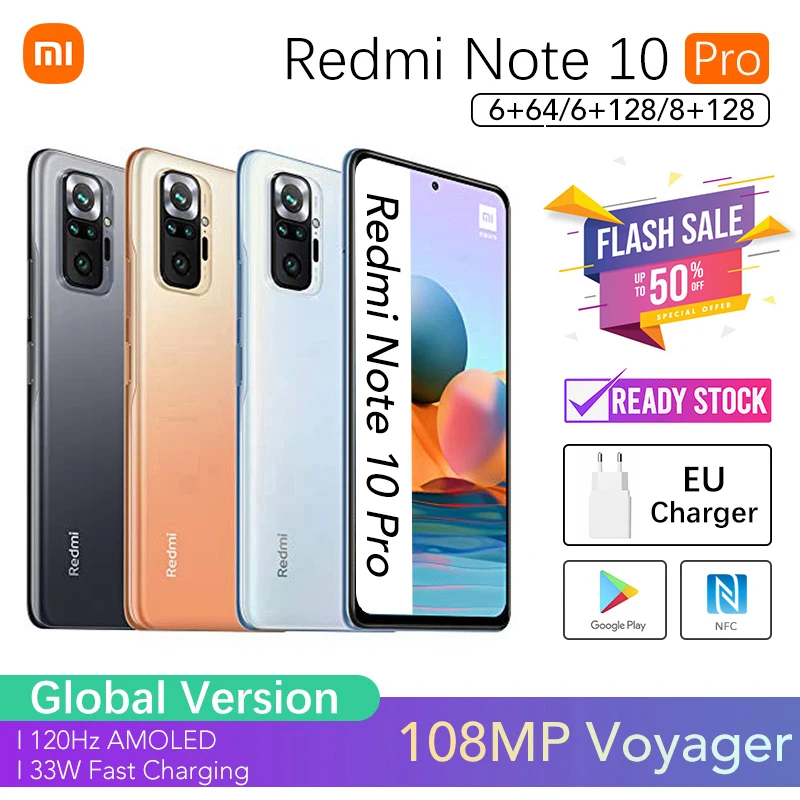 Xiaomi Redmi Note 10 Pro 6 ГБ 8 128 фотокамера 732 МП | Snapdragon 120G AMOLED дисплей Гц NFC