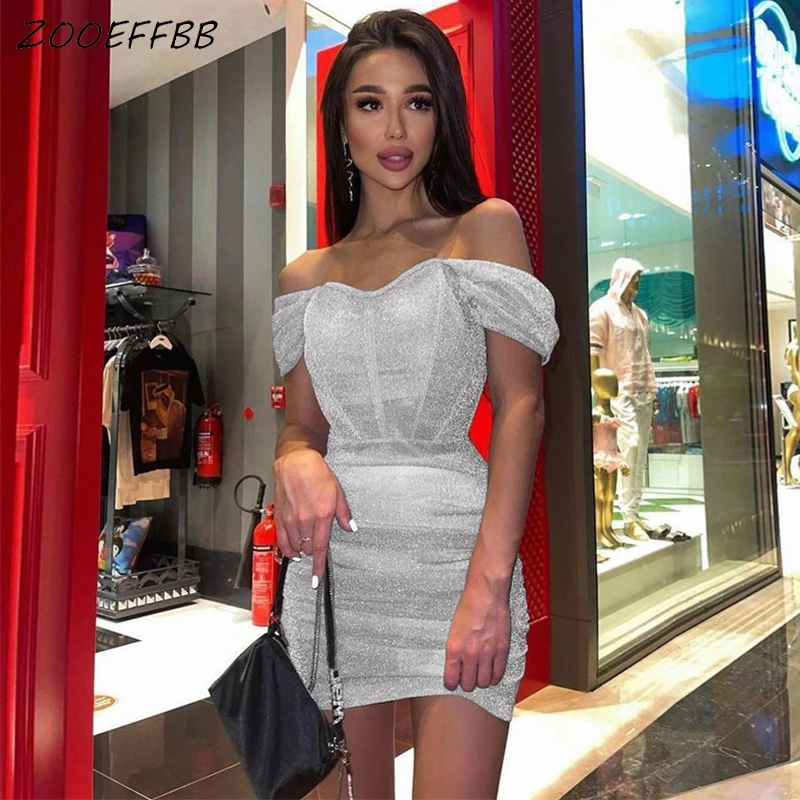 

ZOOEFFBB Sexy Mesh Sheer Off Shoulder Mini Dress Birthday Party Outfit for Women Backless Y2k Clothes Night Club Bodycon Dresses