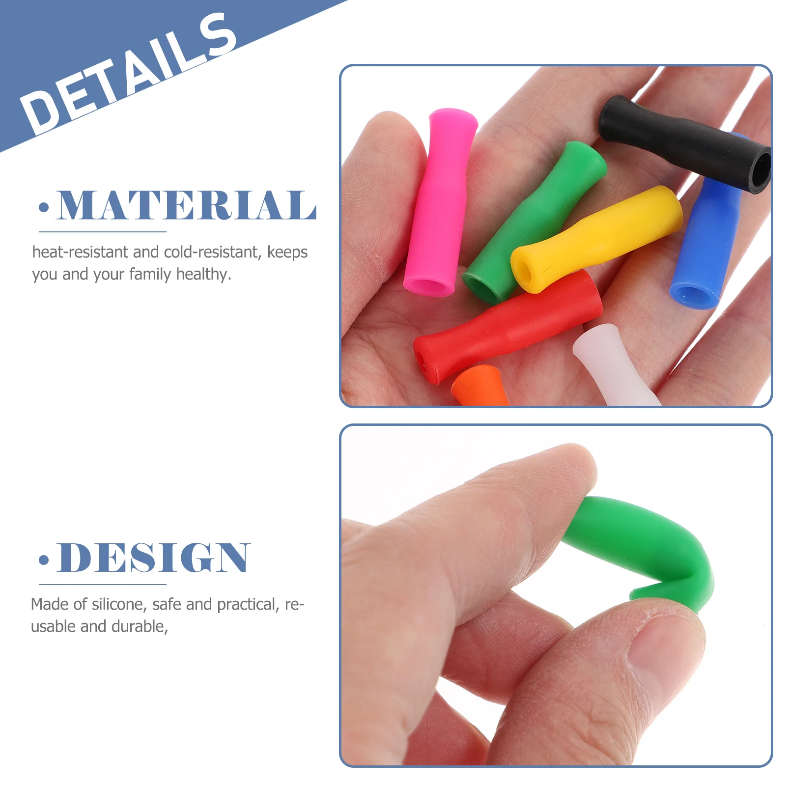 8 шт. силиконовые насадки для соломинки разноцветные пищевые из нержавеющей
