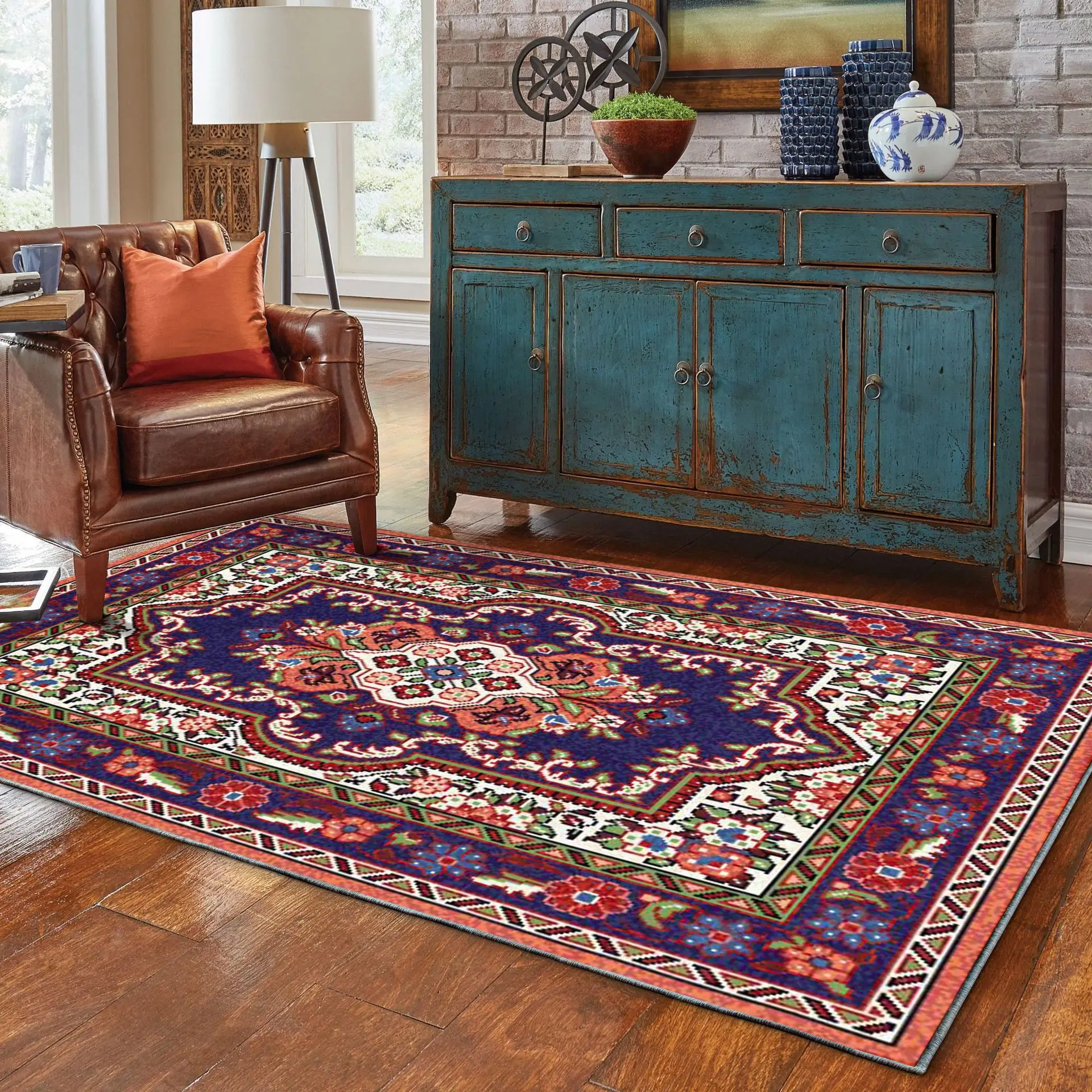 

Bosmian Style Home Area Rug Turkish Style Rug Retro Living Room Floor Mat Ethnic Style Homestay Bedroom Rug Living Room Rug