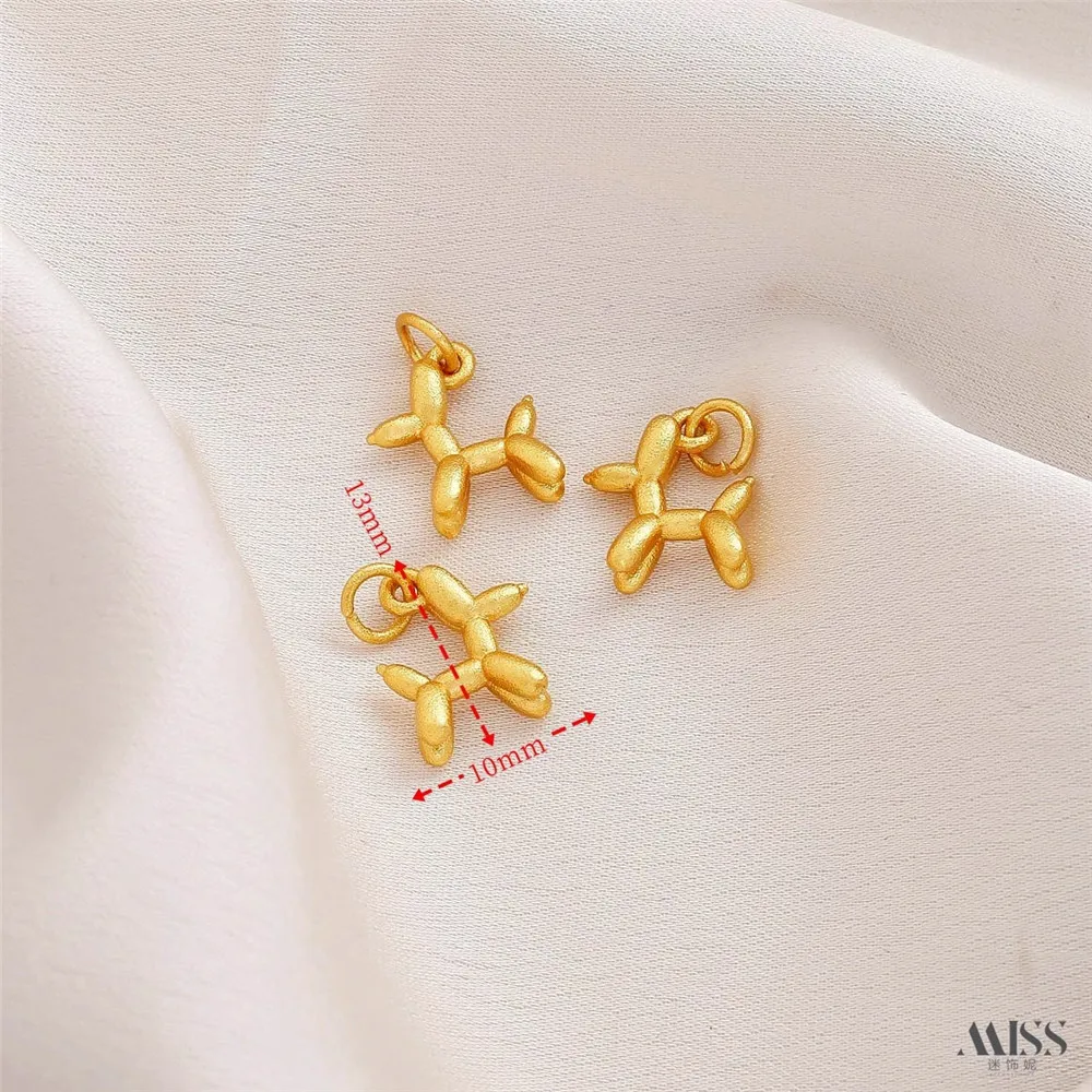 18-каратное песочное золото воздушный шар собака колокольчик циркон крест кулон