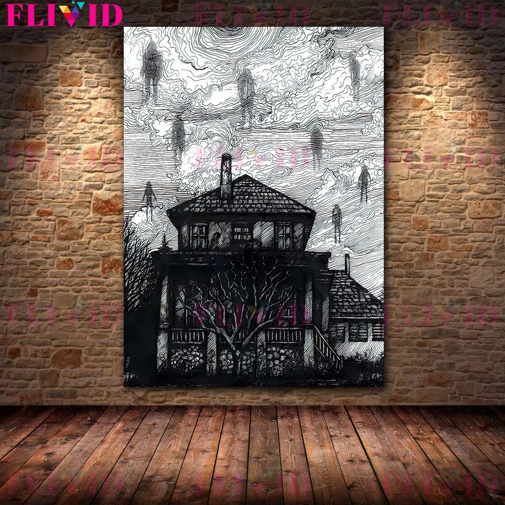 

Настенная картина из страшных домов с привидениями и демонами в древнем замка, художественный плакат и печать, домашний декор без рамки