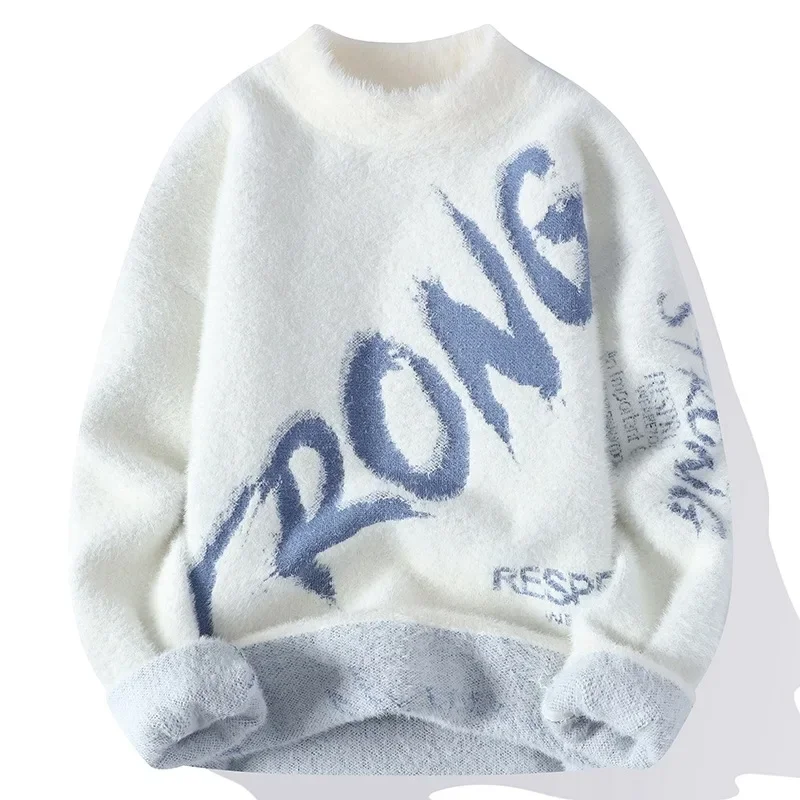 Трендовый мужской свитер minkсвитер на флисовой подкладке утепленный базовый слой