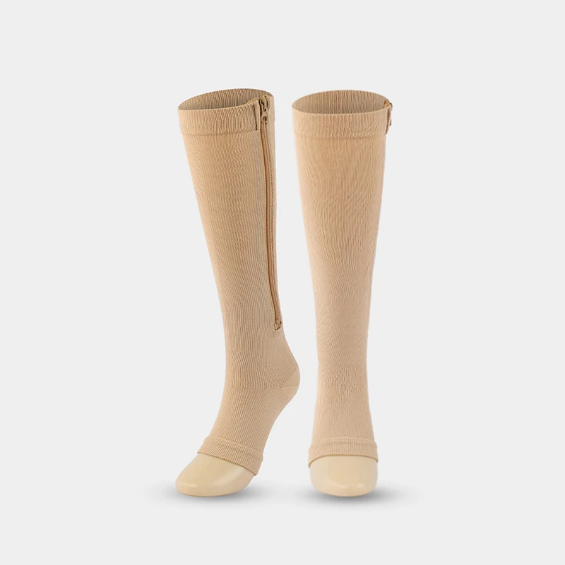 

Носки компрессионные женские на молнии, 1 пара, для езды на велосипеде и бега, приталенные для сна, для красоты ног, против варикозного расширения вен