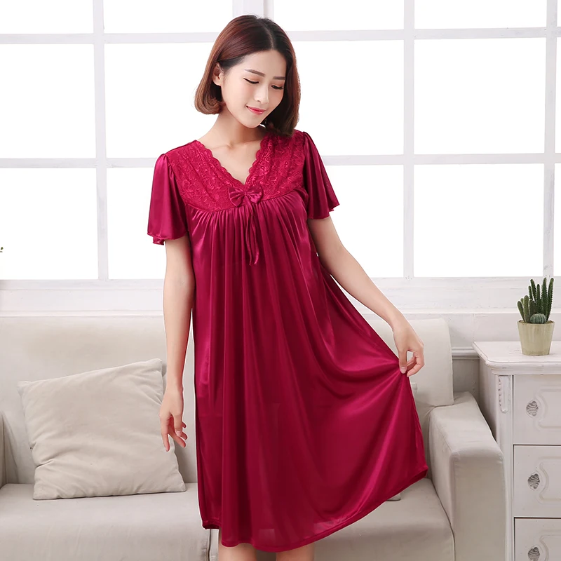 M-5XL Women Pijamas Night Dress Ladies Sleepwear Women Silk Nightgowns Sexy Sleepwear Sleeping Dress пижама женская