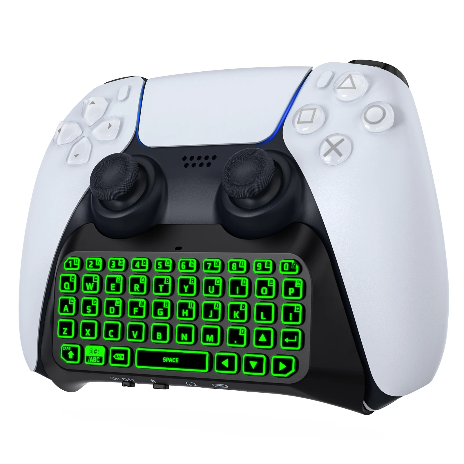 MoKo Keyboard for PS5 Controller with Green Backlight,Blueto