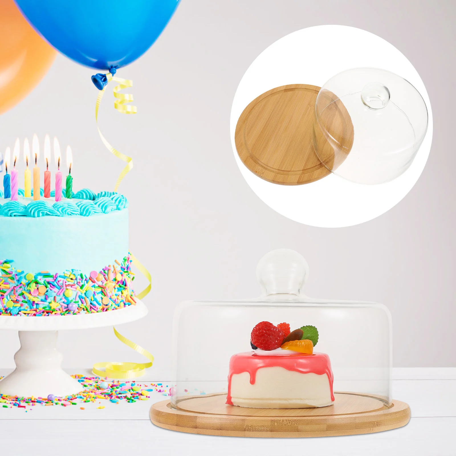 

1 Set Case Dessert Stand with Dome Cupcake Stand Food Cover Net Cake Stand with Dome Glass Cheese Dome