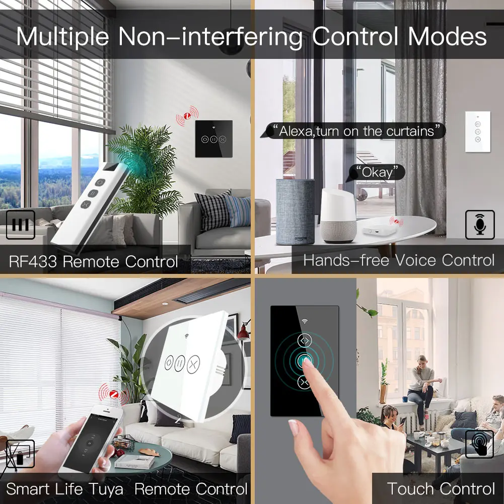 Смарт-выключатель ZigBee RF для штор сенсорное реле управления затвором работает с