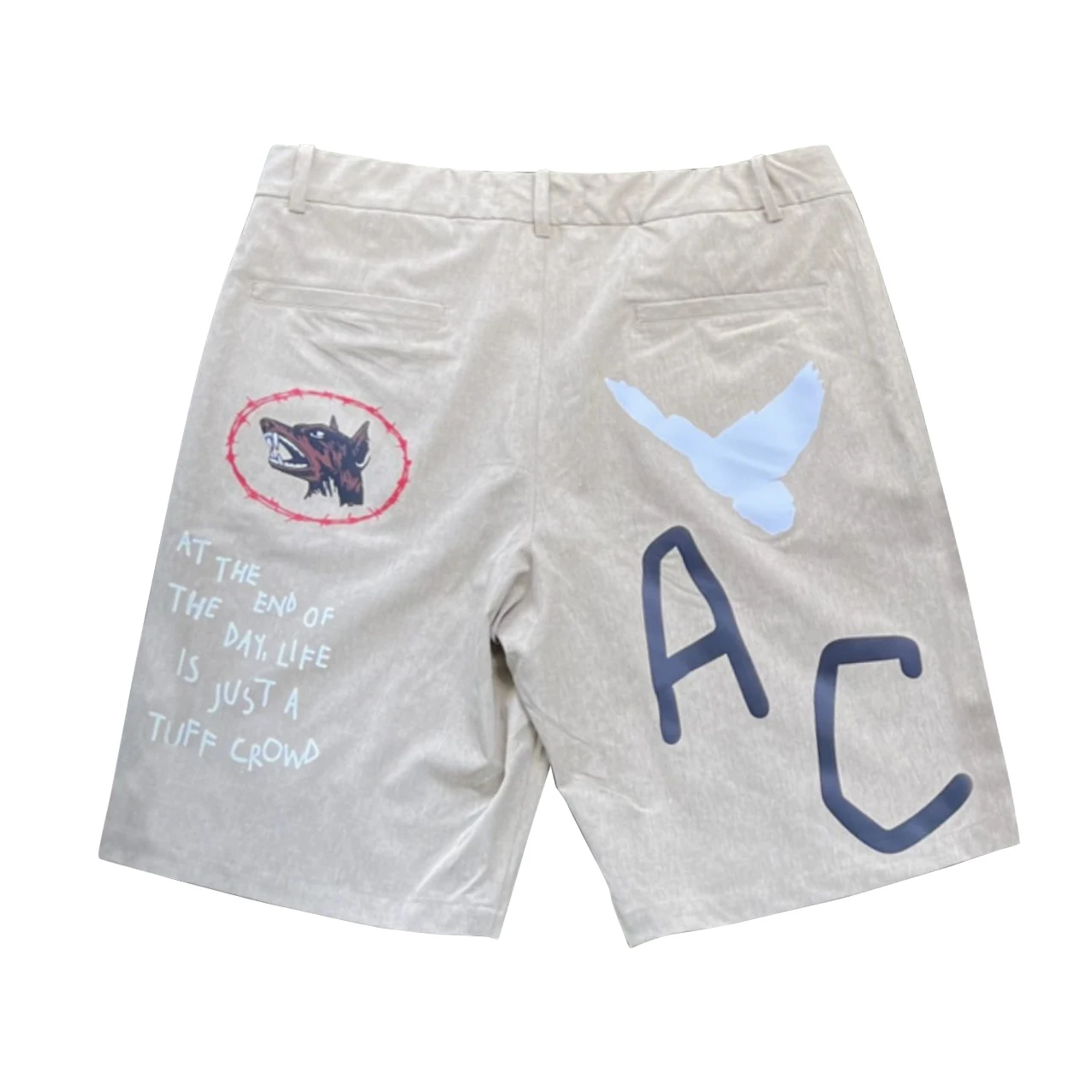 

New 2023 luxury Novelty Men Comfortable TUFF CROWD Classic Dog Wolf pockets Skateboard Street Cotton Casual Shorts #122