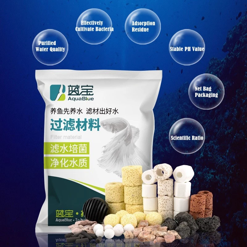 

500g Aquarium Fish Tank Biological Filter Media Ceramic Rings Activated Carbon Bio Balls Mixed Filter with Free Filter Net Bag