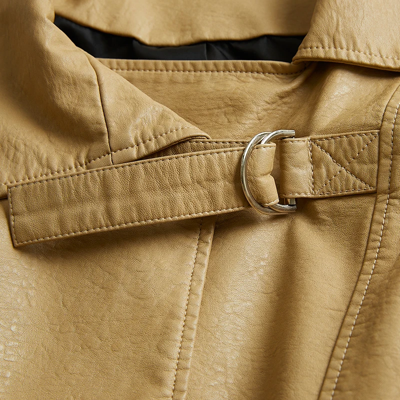 PU Leather Jacket Female 2021 Autumn New Korean Wild Loose Silhouette Lazy Wind