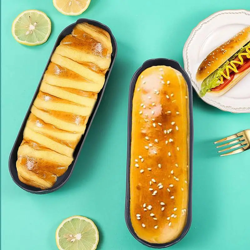 

Hot Dog Bun Pan 4pcs Non-stick Silicone French Bread & Baguette Pans Molds Reusable Baking Liners Mat For Cheesecakes