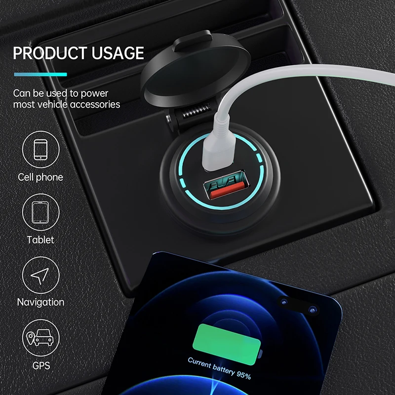 

12V/24V USB Charger Motorcycle 4.2A Dual USB Cigar Lighter Cigarette Lighter Socket For Car Motorcycle