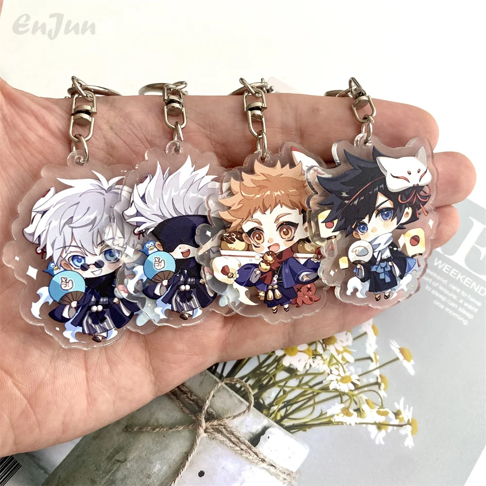

Anime Jujutsu Kaisen Keychain Cartoon Bag Pendant Acrylic Key Chain Ring Metal Holder Keyring Women Accessorie Jewelry Trinkes