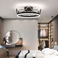 Modern Black/Gold 22 Inch Crown Shape LED Ceiling Fan Light with Remote Control for Bedroom Living Room