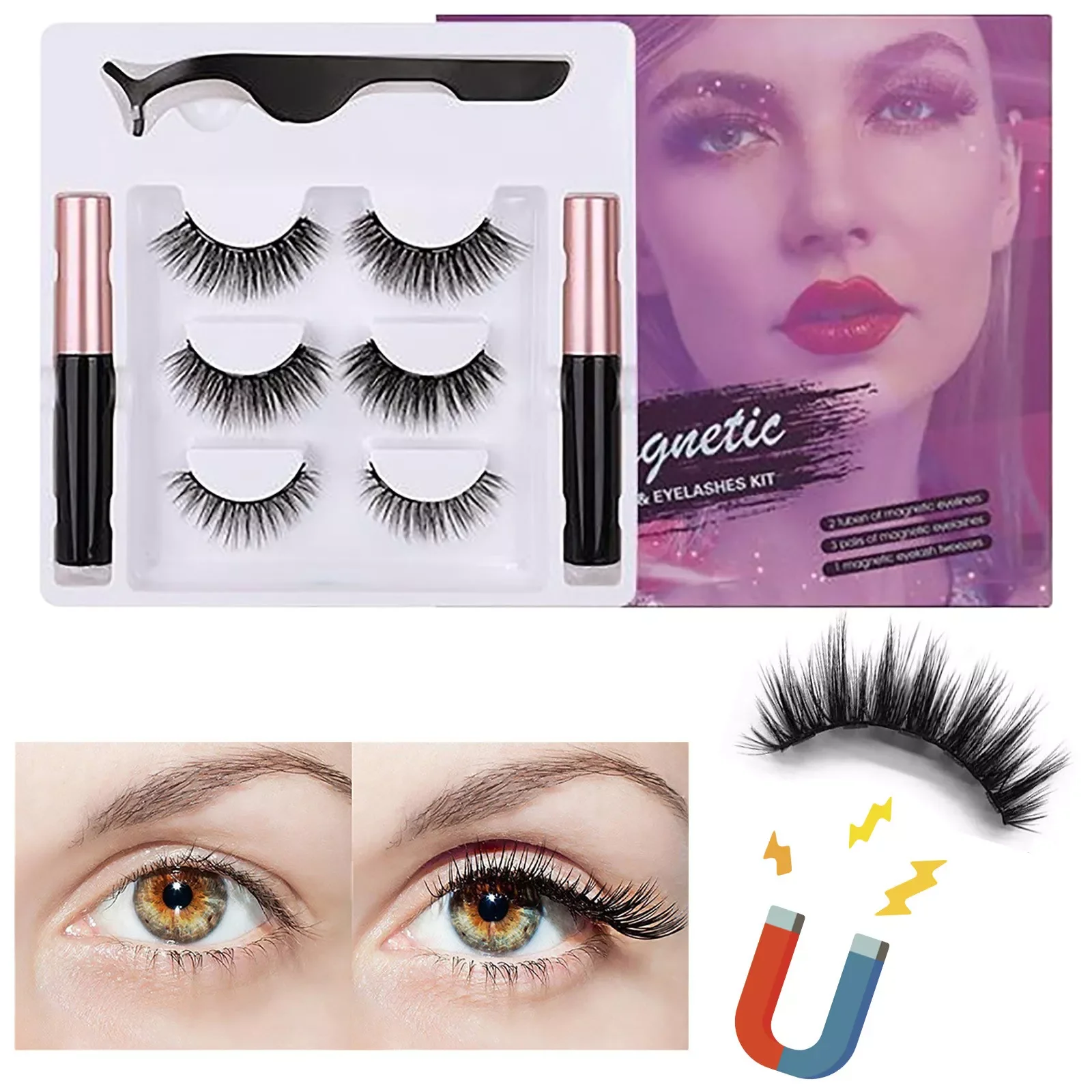 

NEW2023 Eyelash Brushes Reusable Eyelashes 3d Lashes Bulk False Eyelashes 3 Pairs Of Eyeliner Eyelashes Perfect Beauty Tweezers