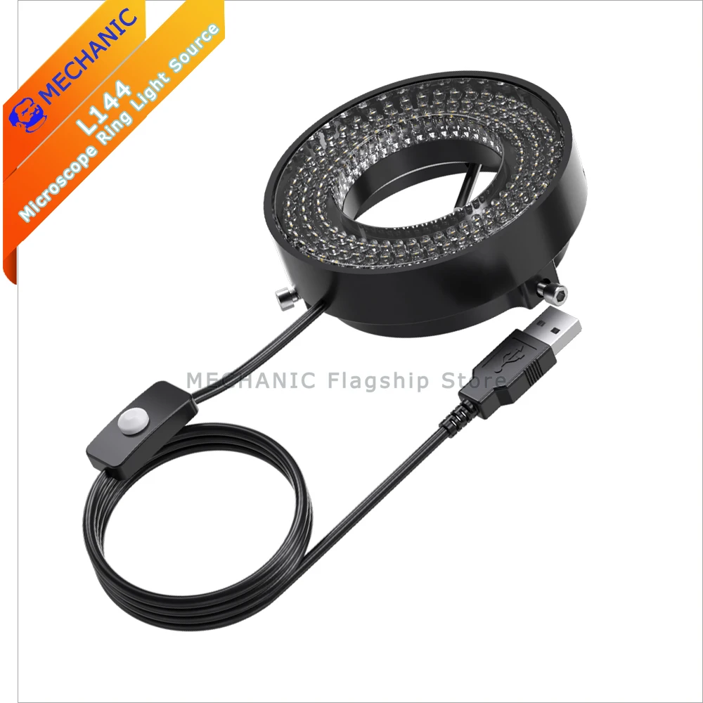 

MECHANIC L64/L72/L144 светодиодный кольцевой светильник для микроскопа, источник света, лампа, регулируемая яркость для ремонта пайки печатных плат, USB-лампа-осветитель