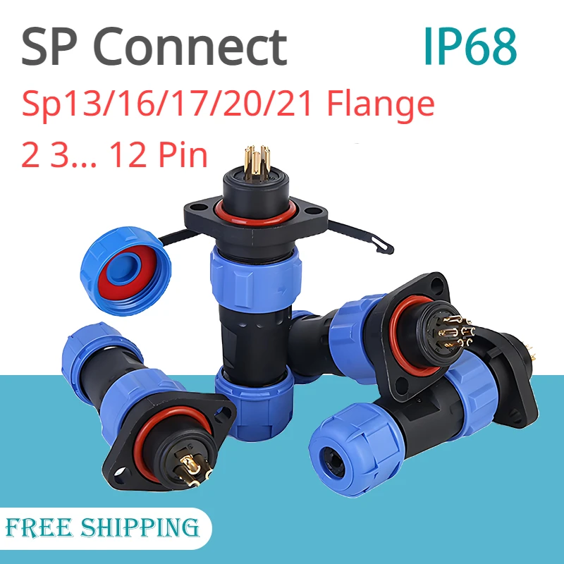 

Sp13 Sp16 Sp17 Sp20 Sp21 SD13 Aviation Plug Socket Connector M/P Flange Male Female 2 3 4 5 6 7 9 12 Pin Waterproof IP68