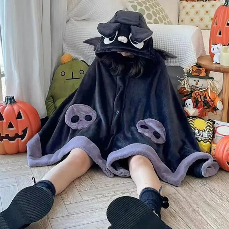 Kawaii Мультфильм летучая мышь Y2k одеяло плюшевые пижамы Аниме плащ костюм Хэллоуин