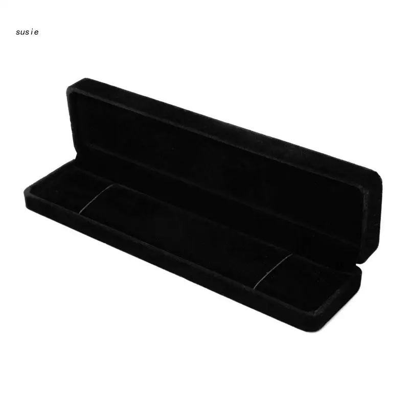 

Черный бархатный шкатулка для ювелирных изделий X7YA с длинным жемчугом ожерелье браслет коробка для помолвки свадьбы