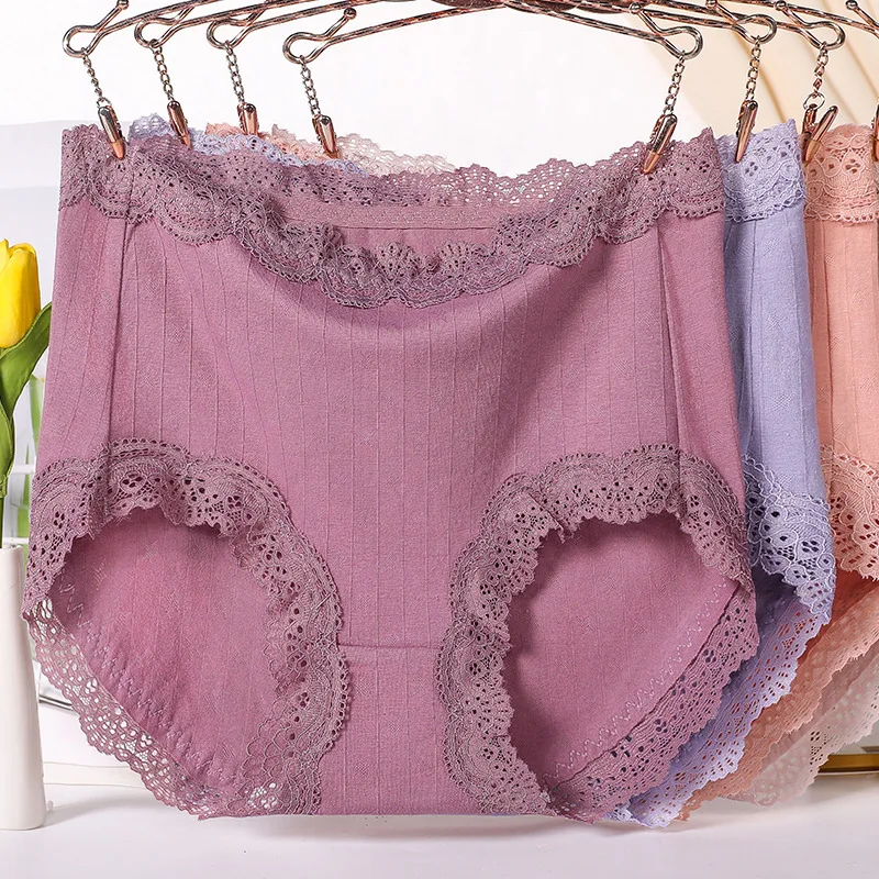 

Women's Underwear High Waist Sexy Lace Panties Seamless Solid Color Briefs Women Shorts Female Lingerie Pure Cotton Comfortable