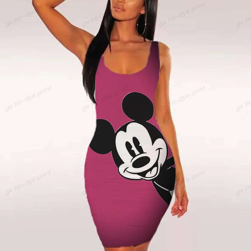 

Disney's Lilo & Stitch print Sexy Short Club Dress Ladies 2022 Summer Sleeveless Bodycon Dresses Evening Party Tight Mini Dress