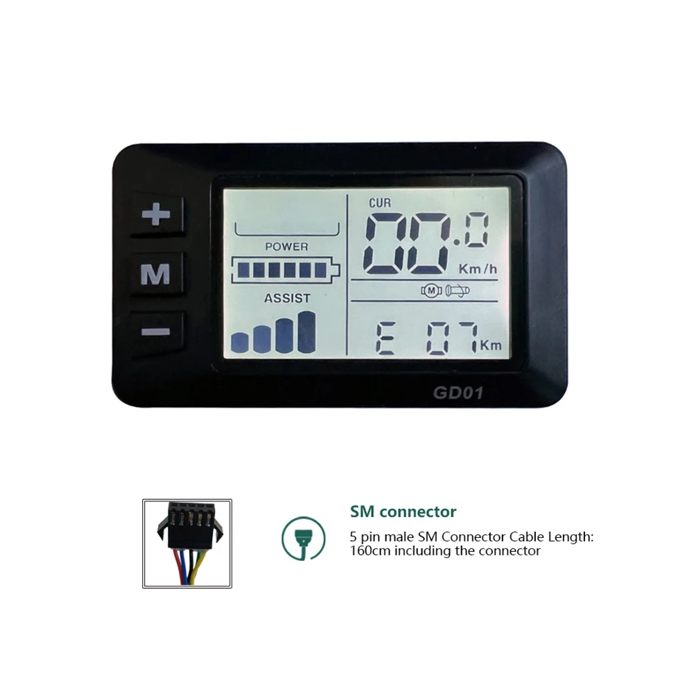 

36V 48V JN GD01 LCD Display 5 Pin SM/Waterproof Connector Plug E-Bike Display Electric Bicycle LCD Meter Controller Accessories