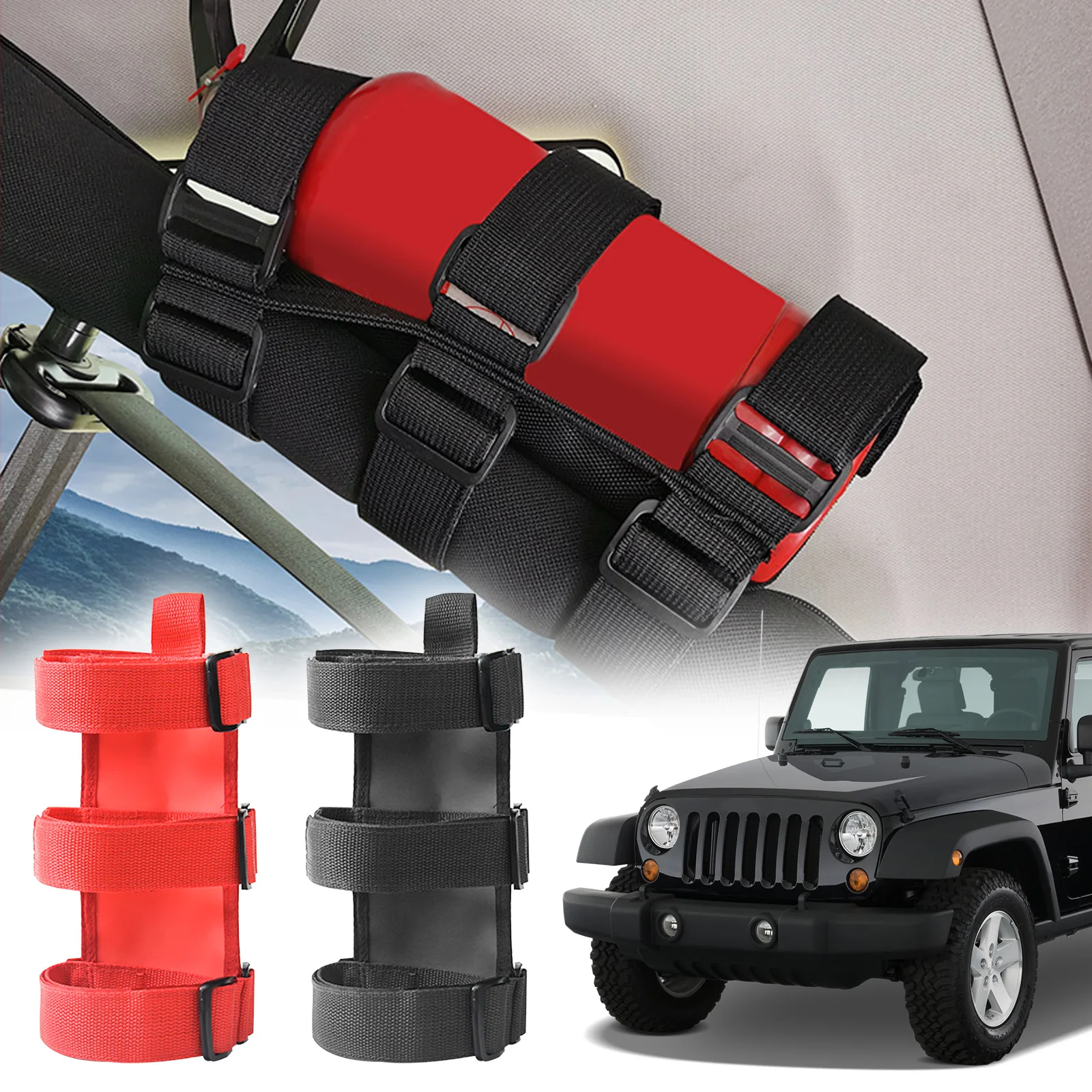 

Автомобильный держатель для рулонного огнетушителя для Jeep Wrangler Tj Jk Jl 1997-2018, автомобильные аксессуары, ремешок для крепления огнетушителя