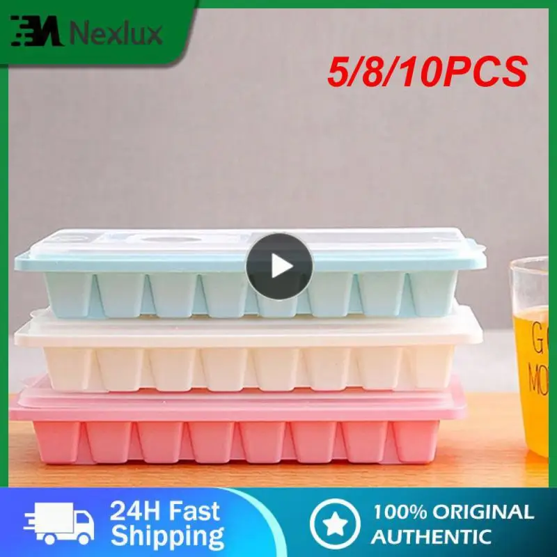 

5/8/10PCS Durable Ice Mould Maker Tray With Lid Soft Bottom Silicone Maker Food Grade Silicone Kitchen Tool