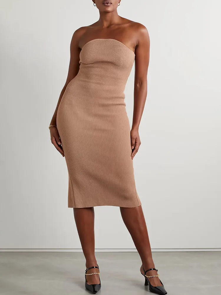 

Женское трикотажное платье без рукавов y2k, летнее облегающее трикотажное платье с открытой спиной и открытой спиной, модель 2023