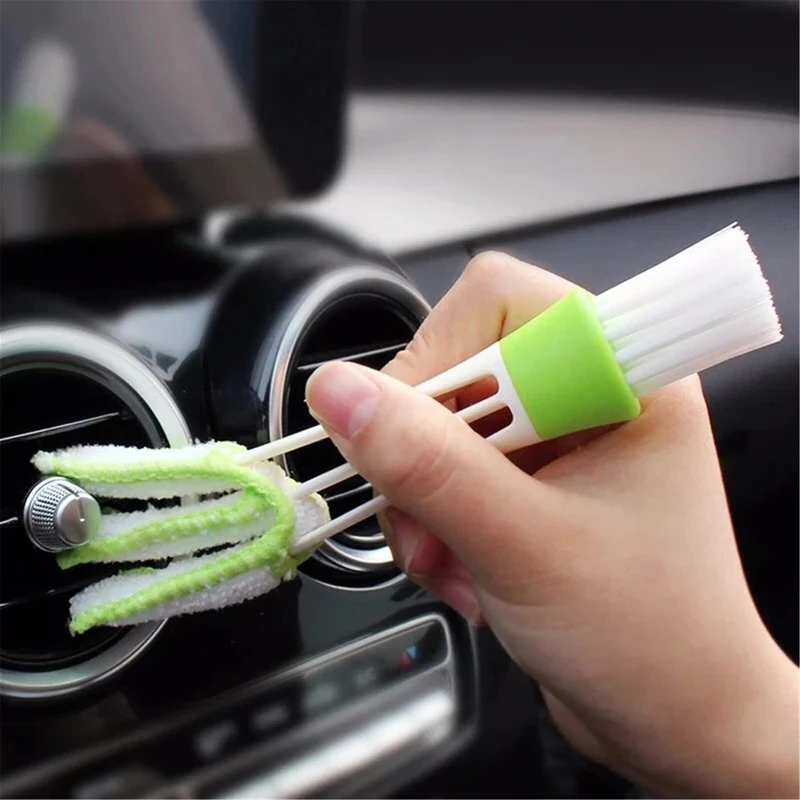 

1pc Multi-Purpose Long 2 In 1 Double Slider Car Air Conditioning Outlet Clean Brush Window Blinds Keyboard Brush Cleaning Tool