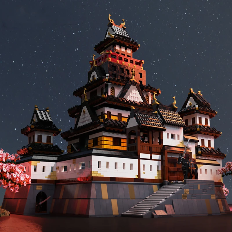 

Новейший средневековый японский Shogun City Ninja MOC модульный уличный вид 10076 шт. строительные блоки обучающая детская игрушка подарок