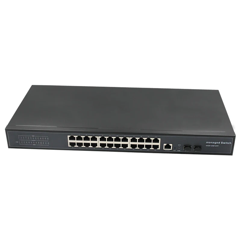 CE ROHS волоконно-Волоконный коммутатор с 24 портами сетевой Ethernet 2 SFP/RJ45